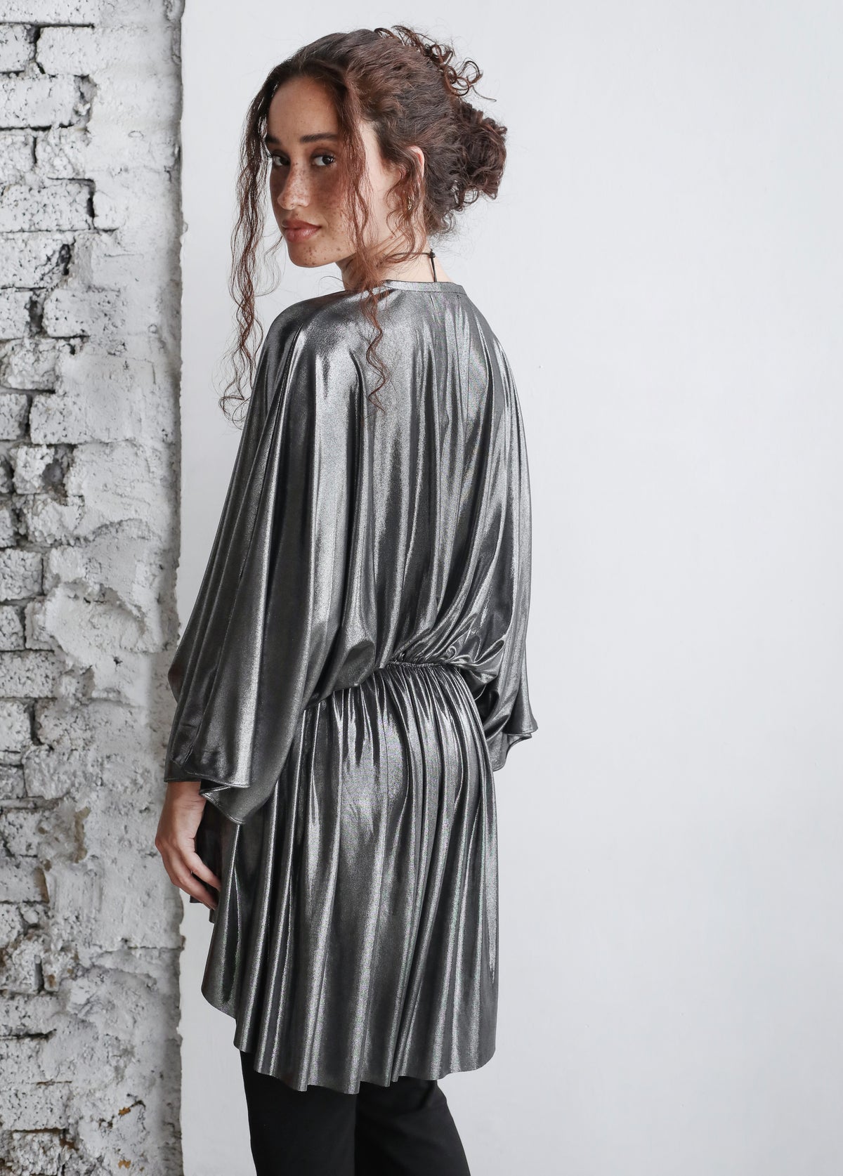 Dark Silver Cape Dress