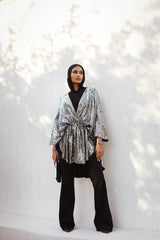 Vintage Cape Dress in silver