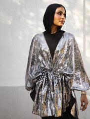 Vintage Cape Dress in silver