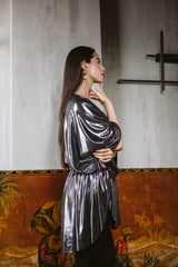 Dark Silver Cape Dress